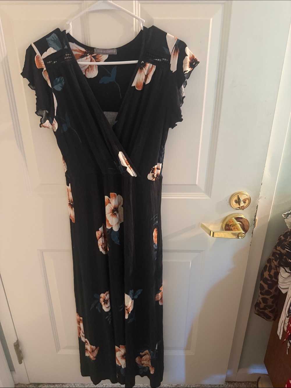 Loveappella Black Floral Wrap Maxi Dress - Peach & Teal